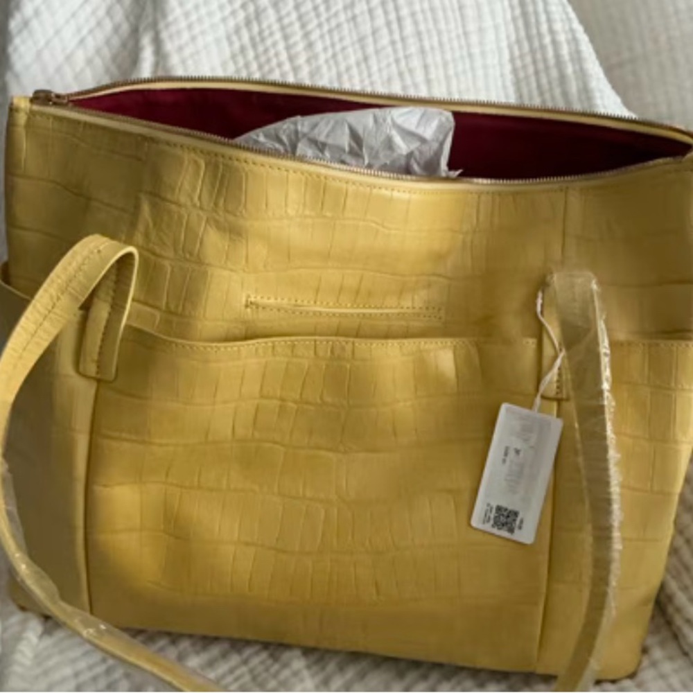 Hammitt Addie Sunstruck Yellow Crocco​/​Brushed Gold | Lrg Elegant Tote Bag NWT - Picture 4 of 5
